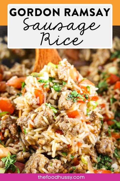 I guess Gordon might know what he's doing...because this Gordon Ramsay Sausage Rice is now in my regular rotation for dinner! It is a simple recipe - loaded with sausage, peppers, onions, rice & more! The layers of flavors were perfect in this easy midweek meal! Johnsonville Sausage Recipes, Sweet Italian Sausage Recipes, Cheesy Sausage Pasta, Sausage And Rice Casserole, Sausage Peppers Onions, Easy Sausage Recipes, Sausage Peppers And Onions, Sausage Recipes For Dinner, Sausage Rice