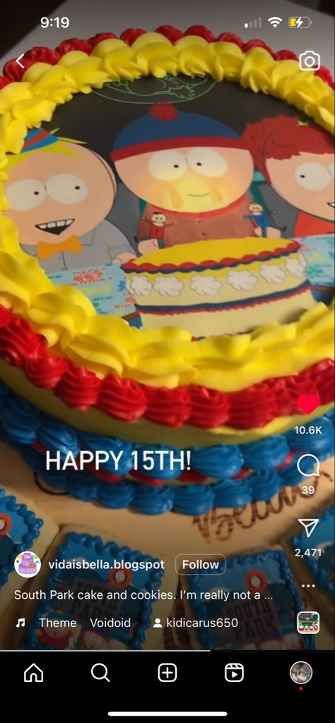 #southpark #cake #birthdaycake Southpark Cake, South Park Birthday Cake, South Park Cake, South Park Birthday, Birthday Ig, Parking Day, Park Birthday, Cake Inspo, Bday Cake