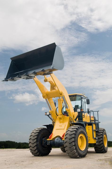 Front end loader machine. One Loader excavator construction machinery equipment , #AFFILIATE, #Loader, #excavator, #machine, #Front, #loader #ad Excavator Machine, Front End Loader, Backhoe Loader, Farm Machinery, Front End, Mechanical Engineering, Blue Sky, Art Reference, Illustration Design