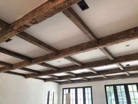 Box Beams, Reclaimed Beams, Reclaimed Lumber, Exposed Beams, False Ceiling Design, False Ceiling, Old Buildings, Ceiling Design, Woodstock