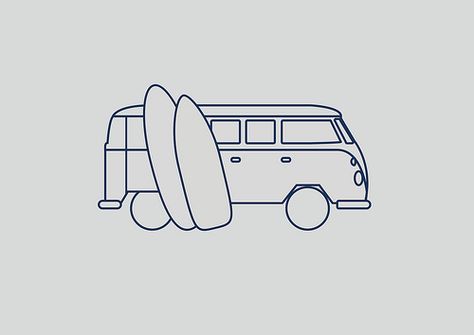 Campervan and Surfboard Surfboard Line Art, Surfboard Doodle, Surfboard Tattoo, Camper Drawing, Surfboard Drawing, Surf Drawing, Surfboard Art, Diy Tattoo, Burton Snowboards