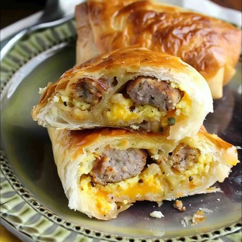 How to Make Sausage, Egg and Cheese Breakfast Roll-Ups Loaded Deviled Eggs, Hamburger Rice Casserole, Hamburger Rice, Breakfast Roll, Cheese Roll Ups, Make Sausage, Cheese Roll, Cheese Breakfast, Breakfast Rolls