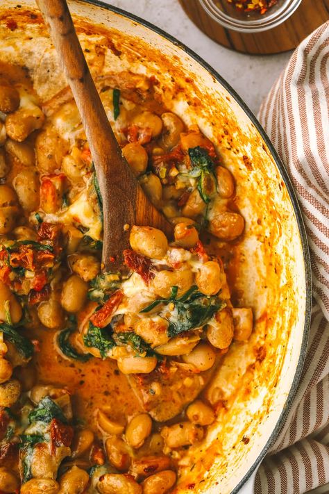 Bean Supper Recipes, Butter Bean Dinner Recipe, One Pot Beans, Quick Butter Beans Recipe, Marry Me Beans Simply Recipes, Marry Me Butter Bean Soup, Tomato Basil Butter Beans, Vegetarian Butter Beans Recipe, Butter Beans And Tomatoes