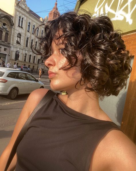 Curly Hairstyles Chin Length, Rounded Curly Bob, Curly Bob No Bangs, 2c Short Haircut, Super Short Curly Haircuts, Short Curly Hair 2c, Curly Layered Bob With Bangs, Short Curly Hair Bob Natural Curls, Short 2b Hair