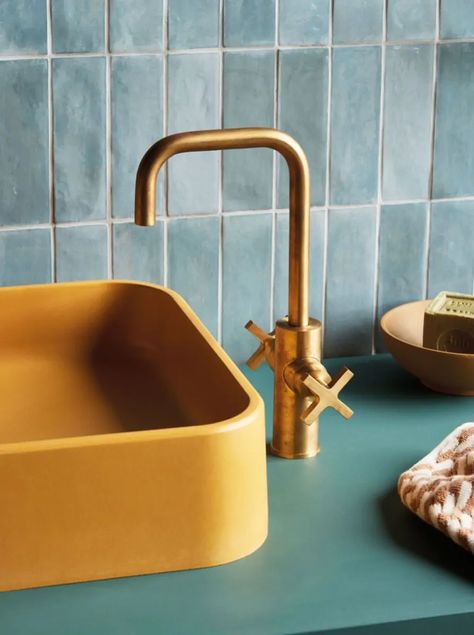 Bournbrook Taps and Mixers - Taps and Mixers - Bathrooms Brass Tapware Bathroom, Brass Taps, Downstairs Cloakroom, Old School House, Yellow Tile, Brass Tap, Edwardian House, Bathroom Solutions, Brass Art