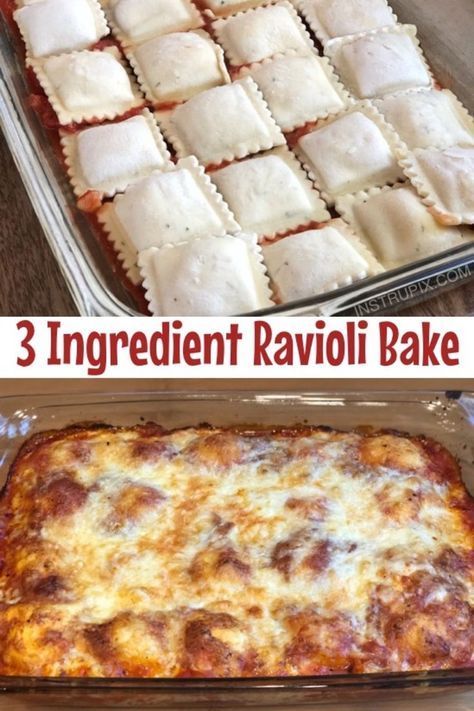 Ravioli Bake Recipe, Baked Ravioli Recipe, Easy Ravioli, Best Frozen Meals, Baked Ravioli, Lazy Lasagna, Ravioli Bake, Baked Dinner, Italian Foods