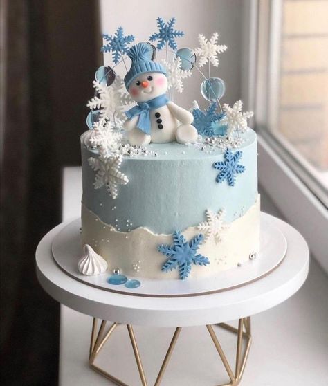 Elsa Torte, Fondant Christmas Cake, Winter Onederland Cake, Cake Designs For Girl, Winter Wonderland Cake, Christmas Themed Cake, Cute Christmas Cookies, Snowman Cake, Baby Shower Cake Pops