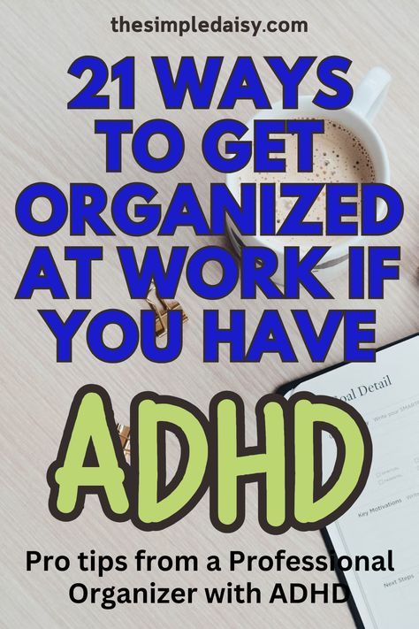 21 ADHD-Friendly work organizing tips. Knowing that staying organized at work is a struggle for so many with ADHD, I decided to put my nose to the grindstone and gather several tips specifically for surviving and thriving at work with ADHD. In a fast-paced work environment, staying organized is essential for success. Here are 21 helpful tips to help you get organized at work with ADHD. Getting Organized At Work, Organizing Work Tasks, How To Get Organized At Work, How To Stay Organized At Work, Neurodivergent Tips, Get Organized At Work, Health Binder, Stay Organized At Work, Organized At Work