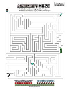 Minecraft Worksheets, Minecraft Club, Minecraft Maze, Minecraft Activities, Minecraft Printables, Maze Worksheet, Printable Mazes, Minecraft Coloring Pages, Minecraft Steve