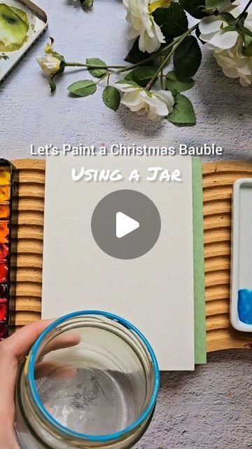 Joly Poa on Instagram: "Here's a quick holiday card idea that you can paint using a jar. My next Skillshare class will be available SOON. 🥳 Are you ready to paint your unique cards? 🎄 #skillshare #watercolorcard #holidaywatercolor #christmascard @skillshare" Jar Watercolor, Hand Painted Christmas Cards, Watercolor Christmas Cards Diy, Watercolor Holiday Cards, Watercolour Challenge, Painted Christmas Cards, Easy Flower Painting, Create Christmas Cards, Watercolor Christmas Tree