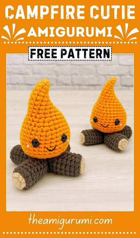 Campfire Cutie Dumpster Fire Crochet Pattern Free, Crochet Fire, Camping Crochet, Camping Crochet Patterns, Crochet Campfire, Camping Theme Party, Popular Crochet, Crochet Chicken, Crochet Toys Free