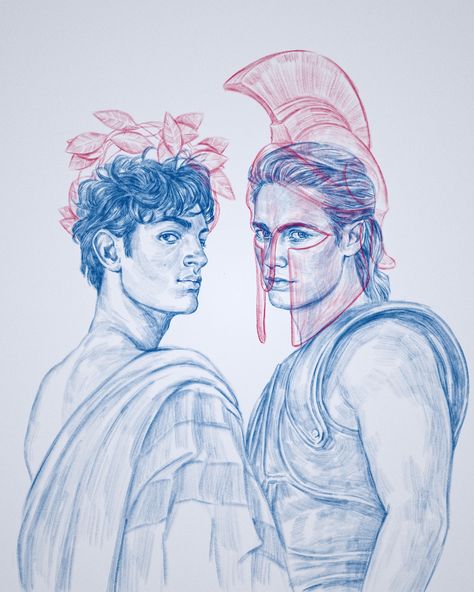 Patroclus and Achilles as portrayed in The Song of Achilles by Madeline Miller ✨ The Song Of Achilles, Song Of Achilles, Achilles And Patroclus, A Drawing, The Song, For Sale, Blue, Art