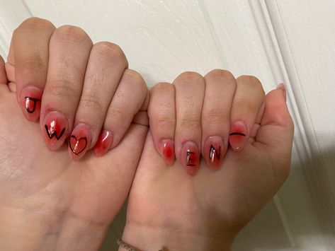 #enhypen #nails #kpop Kpop Nails Enhypen, Enhypen Fate Nails, Kpop Nails Designs Enhypen, Enhypen Inspired Nails, Enhypen Nails Designs, Enhypen Nails, Nails Kpop, Blood Nails, Blush Nails