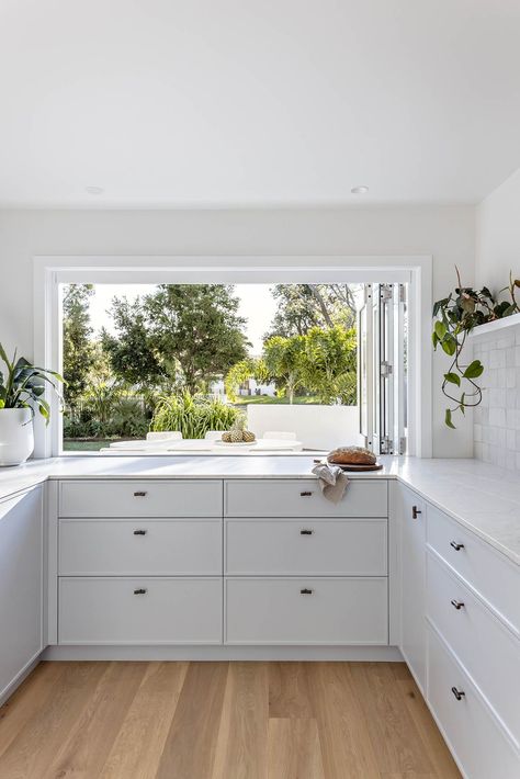 Alfresco Dining Area, Coastal Holiday, Property Design, Beach House Design, Coastal Home, Australian Homes, Lush Greenery, Kitchen Window, Open Plan Kitchen