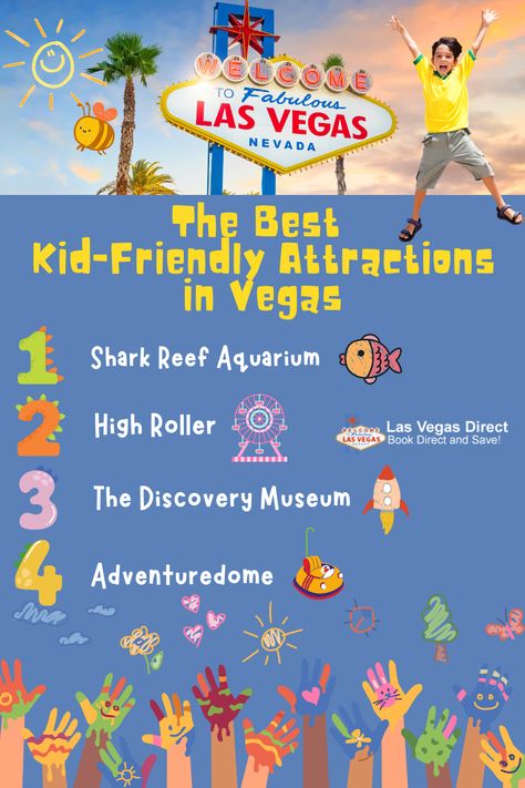 Looking for fun activities the whole family can enjoy in Las Vegas? Check out these 4 top kid-friendly attractions. For the full list of attractions, visit our blog!

#VegasWithKids #KidFriendlyVegas #VegasVacation #LasVegasKids Kid Friendly Las Vegas, High Roller Las Vegas, Playground For Adults, Vegas With Kids, Las Vegas View, Las Vegas Buffet, Las Vegas With Kids, Mgm Las Vegas, Flamingo Las Vegas