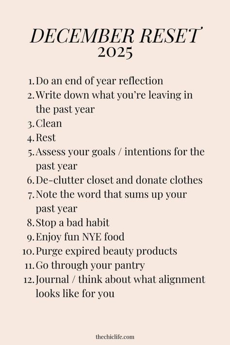 Goals For The Week Ideas, Planning The Year Ahead, How To Reset For The New Year, Reset For New Year, 2025 To Do List, New Year Prep, Gyst List, 2025 Planner Ideas, 2025 Resolution Ideas