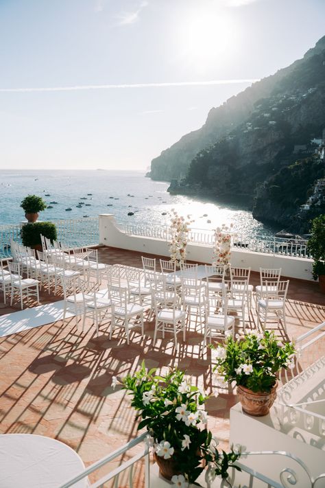 Outdoor Wedding Ceremony Backdrop Ideas In Positano, Italy | Amalfi Coast Wedding Planner | This lovely couple had a gorgeous outdoor wedding ceremony in Positano at the Hotel Marincanto filled with romantic moments & wedding inspiration aesthetic. Find more Amalfi Coast wedding ideas, outdoor wedding inspiration, wedding planner aesthetic and destination wedding decor. Book Emma Events to help you plan your dream Italy destination wedding or unique elopement at emmaevents.it! Outdoor Wedding Ceremony Backdrop, Wedding Ceremony Backdrop Ideas, Ceremony Backdrop Ideas, Wedding Ceremony Backdrop Outdoor, Positano Italy Amalfi Coast, Fun Wedding Activities, Italy Amalfi Coast, Positano Wedding, Destination Wedding Reception