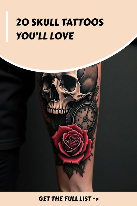 20 Skull Tattoos You’ll Love Tattoos Skulls Women, Lioness Skull Tattoo, Neo Traditional Skull Tattoo Design, Skull Flower Tattoo Women, Women Skull Tattoo Ideas, Skull Tattoo Design Women, Skull Tattoo Design For Men, Pretty Skull Tattoos For Women, Feminine Skull Tattoos For Women