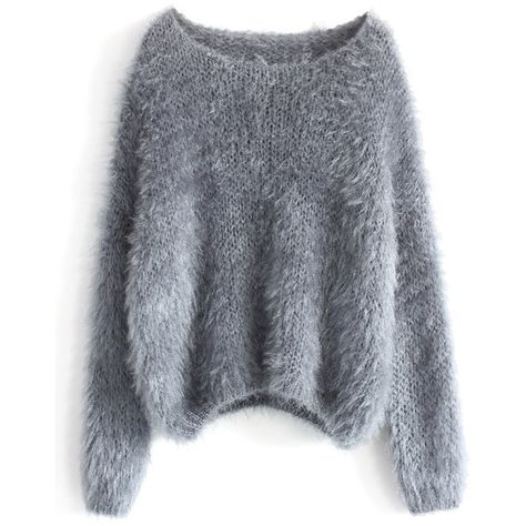 Chicwish Fuzzy Knitted Sweater in Grey (53 CHF) ❤ liked on Polyvore featuring tops, sweaters, shirts, jumper, grey, grey pullover, gray sweater, gray shirt, fuzzy sweater and boat neck tops Fuzzy Dress, Trendy Dress Outfits, Trendy Fashion Tops, Fuzzy Sweater, Grey Pullover, Girls Fashion Clothes, Sweater Pullover, Korean Outfits, Teen Fashion Outfits