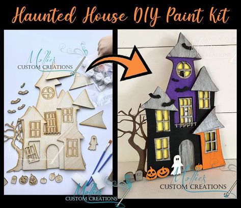 Embrace the spirit of the season with our collection of Halloween signs and decor. From goth wall art to farmhouse-inspired pieces, find inspiration for creating a cohesive look throughout your home! Second Ghost, Painted Haunted House, Upper Window, Easy Painting Projects, Halloween Haunted House Decorations, Spooky Haunted House, Haunted House Diy, Class 2023, Haunted House Halloween