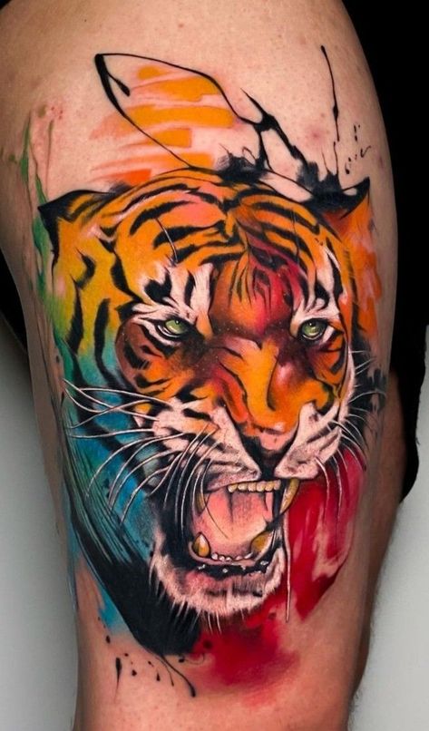 Mens Tiger Tattoo, Geometric Tattoo Sleeve Designs, Realistic Flower Tattoo, Surreal Tattoo, Rose Tattoos For Men, Tiger Tattoo Design, Full Sleeve Tattoo Design, Graffiti Tattoo, Men Tattoos Arm Sleeve