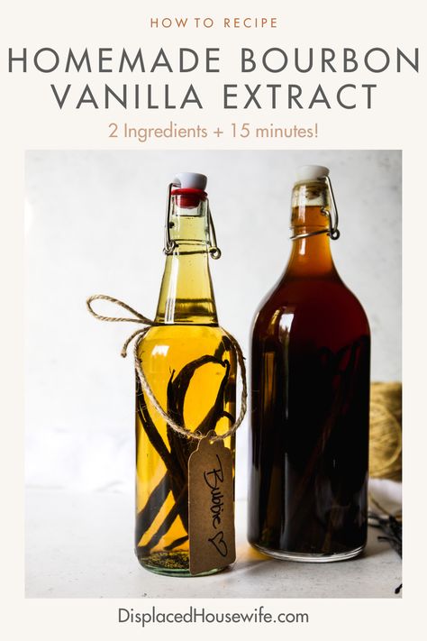 Homemade Bourbon Vanilla Extract, Vanilla Extract With Bourbon, Diy Vanilla Extract, Vanilla Diy, Homemade Bourbon, Diy Vanilla, Make Vanilla Extract, Vanilla Extract Recipe, Homemade Vanilla Extract