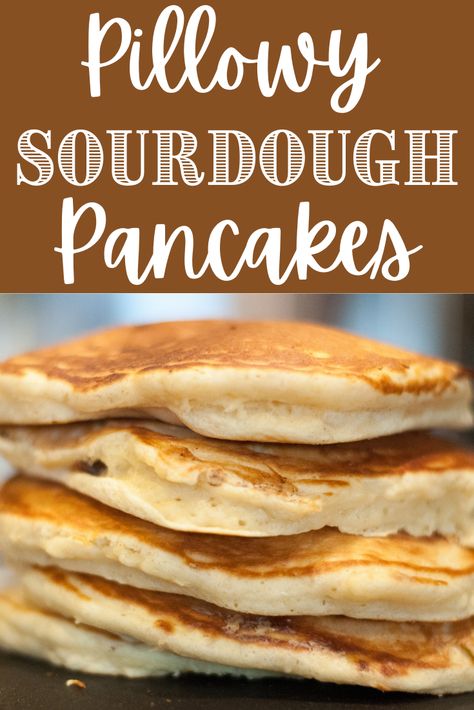 These light and fluffy sourdough pancakes are super easy to make, call for simple ingredients that you probably have in your pantry, and whip up in a flash! Sourdough gives these pancakes a depth of flavor you just can't get any other way! We love to eat these with butter, Apricot Sauce (apricot freezer jam), and real maple syrup! #sourdoughpancakes #sourdough #breakfast Sourdough Starter Pancakes, Sourdough Pancakes Recipe, Artisan Sourdough Bread Recipe, Sourdough Pizza Crust, Valentines Breakfast, Christmas Breakfast Recipe, Best Pancake Recipe, Sourdough Pancakes, Homemade Sourdough Bread