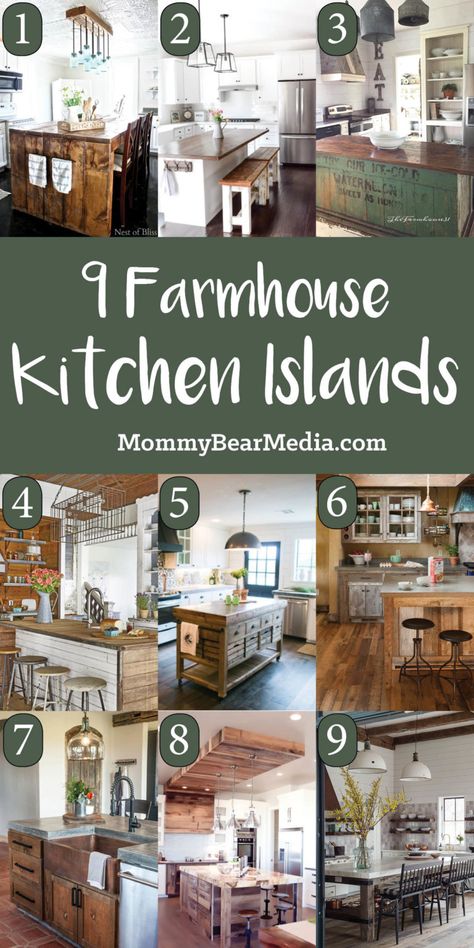 Farmhouse Kitchen Island Ideas Kitchen Island Ideas Rustic Farmhouse, Diy Vintage Kitchen Island, Center Islands For Kitchen, Rustic Kitchen Island Ideas With Seating, Center Kitchen Island Ideas, Vintage Kitchen Island Ideas, Kitchen Island Ideas Wood, Kitchen Island Ideas Rustic, Rustic Kitchen Island Farmhouse Style