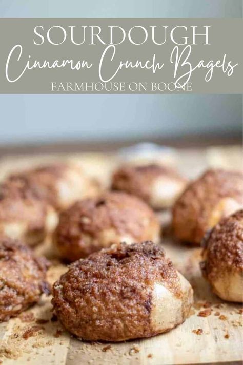 Cinnamon Bagels, Homemade Breakfast Recipes, Farmhouse On Boone, Recipe Using Sourdough Starter, Sourdough Bagels, Bagel Toppings, Sourdough Starter Discard Recipe, Cinnamon Crunch, Homemade Sourdough Bread