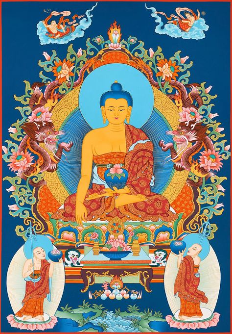 Buddhist Thanka Art, Buddha Thanka Paintings, Kannon Goddess, Thanka Paintings, Thanka Art, Buddhist Thangka, Tibetan Thanka, Buddhist Decor, Clasped Hands