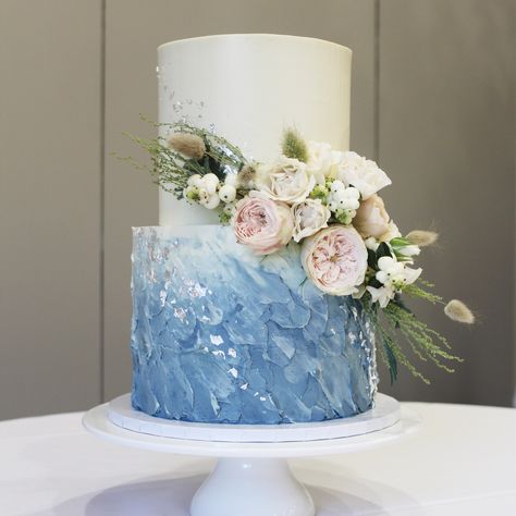 Blue Anniversary Cake, Silver And Blue Cake, Blue Silver Cake, Wedding Cake Blue And White, Blue And Silver Wedding Cake, Blue And Silver Cake, Blue White Wedding Cake, Wedding Cake Designs Blue, Wedding Cake Dusty Blue