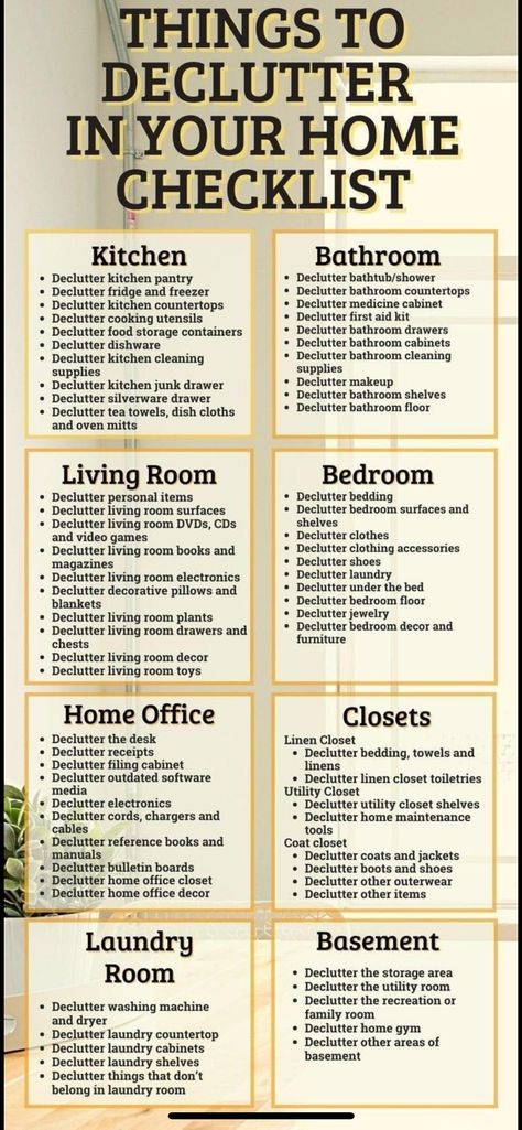 How To Clean The Living Room, Declutter Challenge Bedroom, Organize House Declutter, Cleaning Out Clutter, Update Living Room Ideas, Cleaning A Cluttered House, Declutter House Checklist, Whole House Declutter Checklist, Tips For Downsizing House