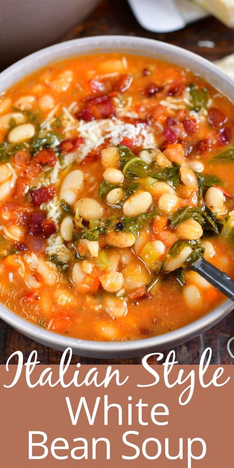 Sausage And White Bean Soup, Sopas Light, Will Cook For Smiles, White Bean Soup Recipes, Homemade Soup Recipe, Hot And Sour Soup, Bean Soup Recipes, Best Soup Recipes, Italian Soup