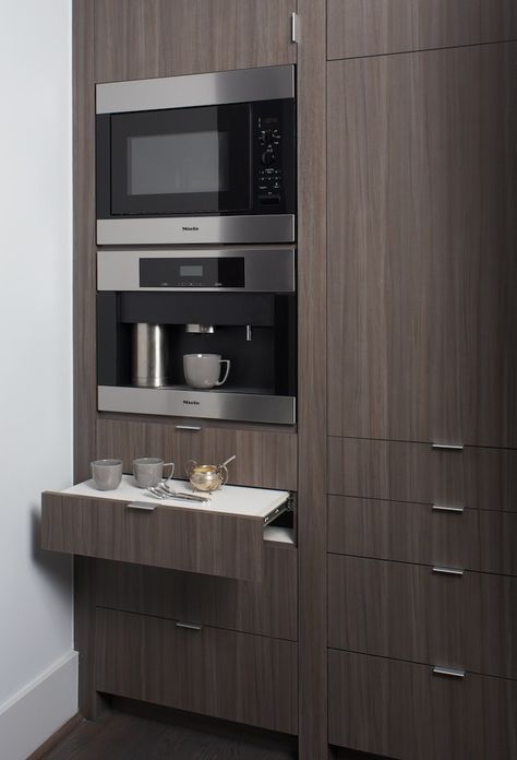 Coffee Machine Station, Built In Coffee Machine, Bedroom Built Ins, Coffee Meme, Drawer Shelf, Coffee Wallpaper, Contemporary Cabinets, Coffee Painting, Coffee Corner