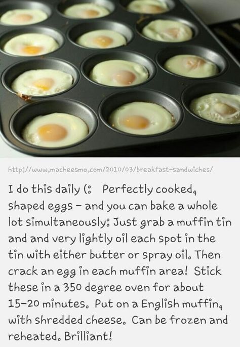 Baked eggs in muffin tin, again... turned out perfect.. less mess, it was easy to put in the oven and walk away Eggs In Muffin Tin, Best Breakfast Sandwich, Breakfast And Brunch, Brunch Time, English Muffins, Brunch Ideas, Breakfast Brunch Recipes, Baked Eggs, Muffin Tin