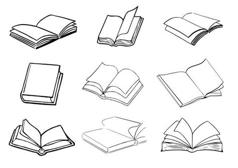 Book Tattoo Set Vector (EPS, SVG) Open Book Tattoo, Open Book Vector, Book Outline, Turning Pages, Just Ink, Book Tattoo, Drawing Stuff, Tattoo Set, Black Books