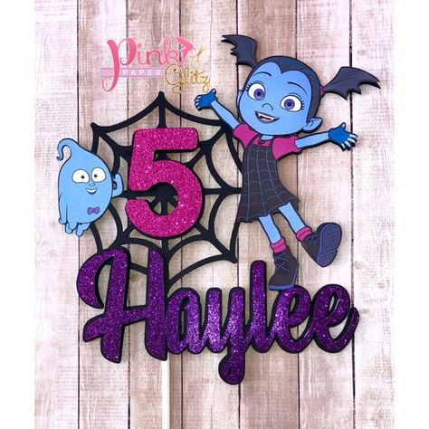 PLEASE READ SHO ANNOUNCEMENT BEFORE PLACING AN ORDER! >>>>> LIMITED QUANTITIES ONCE SOLD OUT - I’ll no longer be making this cake topper. Listing is for 1 Cake Topper 5.5in Wide x 6in Tall IMPORTANT! 👉🏼Please make sure to leave the following in the notes section at checkout: * Name (For custom Vampirina Cake, Vampirina Birthday Party, Vampirina Party, Vampirina Birthday, Jasmine Birthday, Party Hardy, Unicorn Cake Topper, Diy Cake Topper, Cake Banner Topper