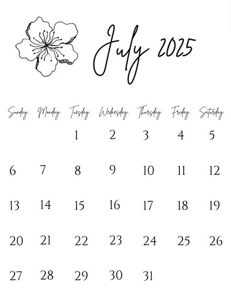 July 2025 Calendar Digital Download! Download to your phone, tablet, or laptop for virtual organization or print for display in your home! July Calendar 2024, Mini Desk Calendar, Floral Calendar, Watercolor Calendar, July Calendar, Pool Photography, Health Humor, Aesthetic Space, 2025 Calendar