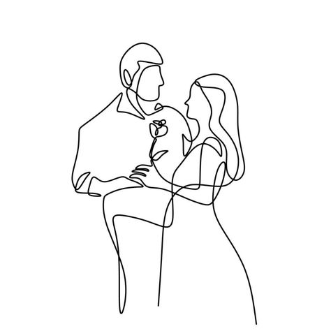 One continuous drawn line wedding. Characters of the bride and groom of the husband and wife are married isolated on white background. Bride, groom, couple, love, celebration, romantic concept Couple Line Art, Kissing Drawing, Marriage Pictures, Love Celebration, Jewelry Product Shots, Drawing Easy, Couple Drawings, Creative Drawing, Husband And Wife