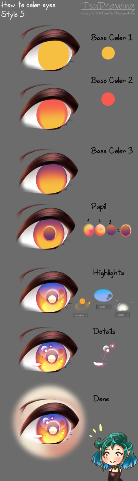 How To Draw Anime Eyes [ 6 Styles ] by TsuDrawing - Make better art | CLIP STUDIO TIPS How To Draw Eyeshadow Digital, Sinister Poses Drawing, How To Shade Gold, How To Draw Gold, How To Draw Shadows, How To Shade Eyes, How To Color Eyes, How To Draw Glasses, Digital Art Programs