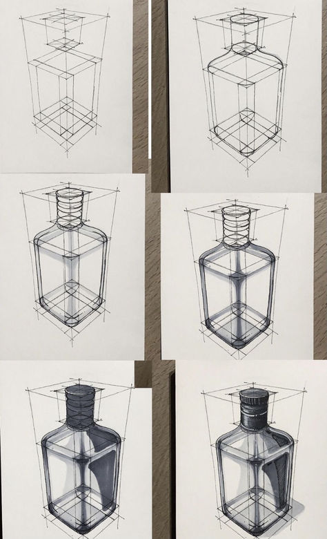 Volume Study Drawing, Drawing Simple Shapes, 3d Sketch Book Ideas, Perspective Product Sketch, 3d Forms Drawing, Volume Drawing, Sketch Structure, Geometric Shapes Drawing, Wrist Tattoo Ideas