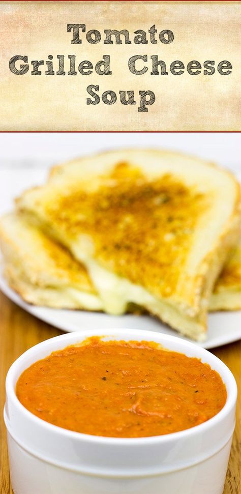 Tomato Grilled Cheese Soup | Soup and sandwich together in one! Grilled Cheese Soup, Tomato Florentine Soup, Tomato Grilled Cheese, Cheese Soup Recipes, Pot Pie Soup, Loaded Baked Potato Soup, Baked Tomatoes, Baked Potato Soup, Grilled Tomatoes