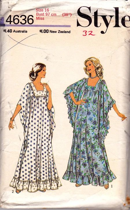 Caftan Pattern, Plus Size Caftan, 70s Mode, Patron Vintage, Mode Kimono, Mode Hippie, Robes Vintage, Trendy Sewing, Vintage Dress Patterns