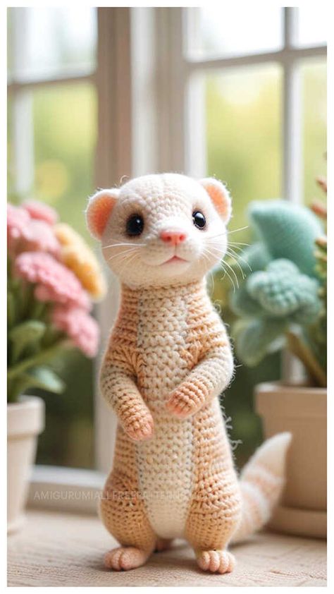 Crochet Ferret Amigurumi Free Pattern - Free Crochet Patterns Crochet Weasel, Crochet Ferret Pattern, Crochet Ferret Pattern Free, Ferret Crochet Pattern Free, Crochet Ferret, Crochet Mouse Free Pattern, Crochet Dragon Pattern Free, Crochet Project Free, Crochet Dragon Pattern