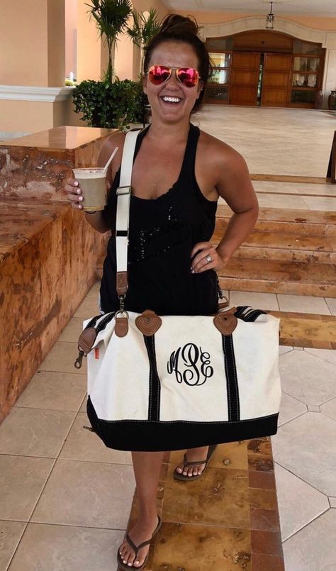 Cruise Tote Bag Monogrammed Duffle Bag, Canvas Weekender Bag, Weekender Bags, Canvas Travel Bag, Leather Weekender Bag, Womens Bag, Monogram Tote Bags, Embroidered Monogram, Monogram Tote