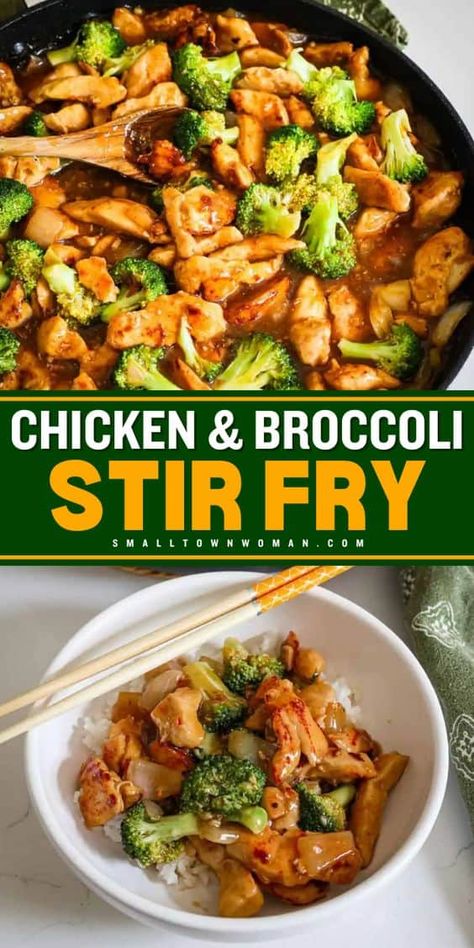 A weeknight dinner recipe for chicken stir fry! It comes together in just one pan. Not only is this easy chicken and broccoli stir fry a delicious home-cooked meal, but it is also healthy. So much better than takeout! Recipe For Chicken Stir Fry, Easy Chicken And Broccoli, Chicken And Broccoli Stir Fry, Chicken Broccoli Stir Fry, Low Calorie Chicken, Easy Stir Fry Recipes, Golden Chicken, Ginger Honey, Stir Fry Recipes Chicken