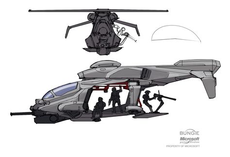 Future helicopter, futuristic flying dropship concept art and design concept Halo Reach, Starship Concept, Flying Vehicles, Futuristic Armour, Spaceship Concept, Spaceship Art, Spaceship Design, Concept Ships, Army Vehicles