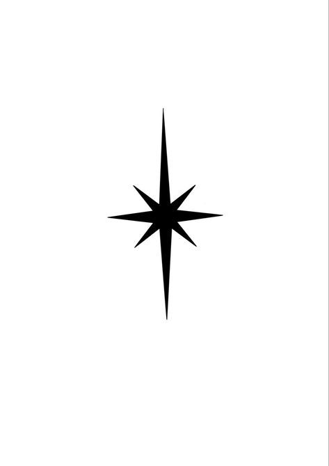 Solid Star Tattoo, Hollow Star Tattoo, Small Black Star Tattoo, Art Deco Star Tattoo, Star Ornament Tattoo, Black Star Drawing, 8 Point Star Tattoo, 4 Point Star Tattoo, Ornamental Star Tattoo