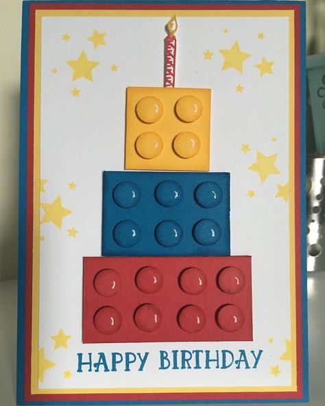 Kids Birthday Card Ideas, Boy Birthday Card Ideas, Lego Cards, Lego Birthday Cards, Lego Card, Birthday Cards For Kids, Homemade Birthday Cards, Birthday Cards For Boys, Bday Cards