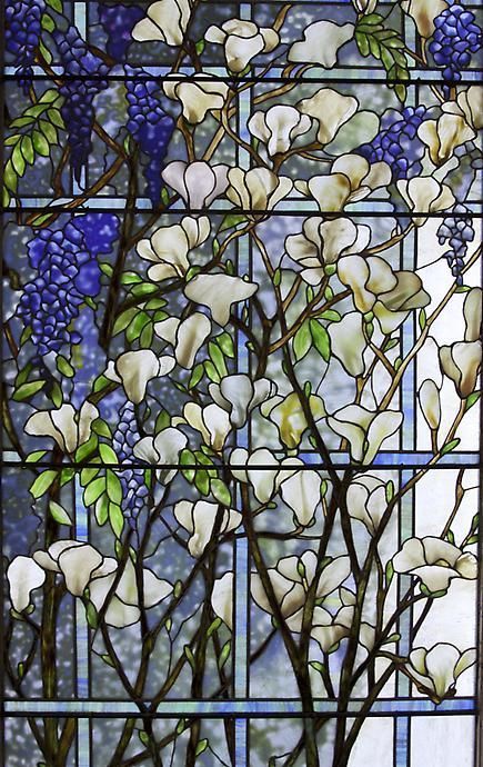 Stained Glass - Magnolia and Wisteria, Tiffany Studios | JV Tiffany Vitray, Motif Art Deco, زجاج ملون, Mosaic Stained, Tiffany Stained Glass, Tiffany Glass, Art Stained, Stained Glass Designs, Stained Glass Panels